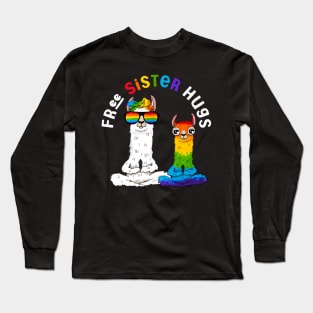 Free Sister Hugs Llama Shirt Gay Pride LGBT Rainbow Flag Long Sleeve T-Shirt